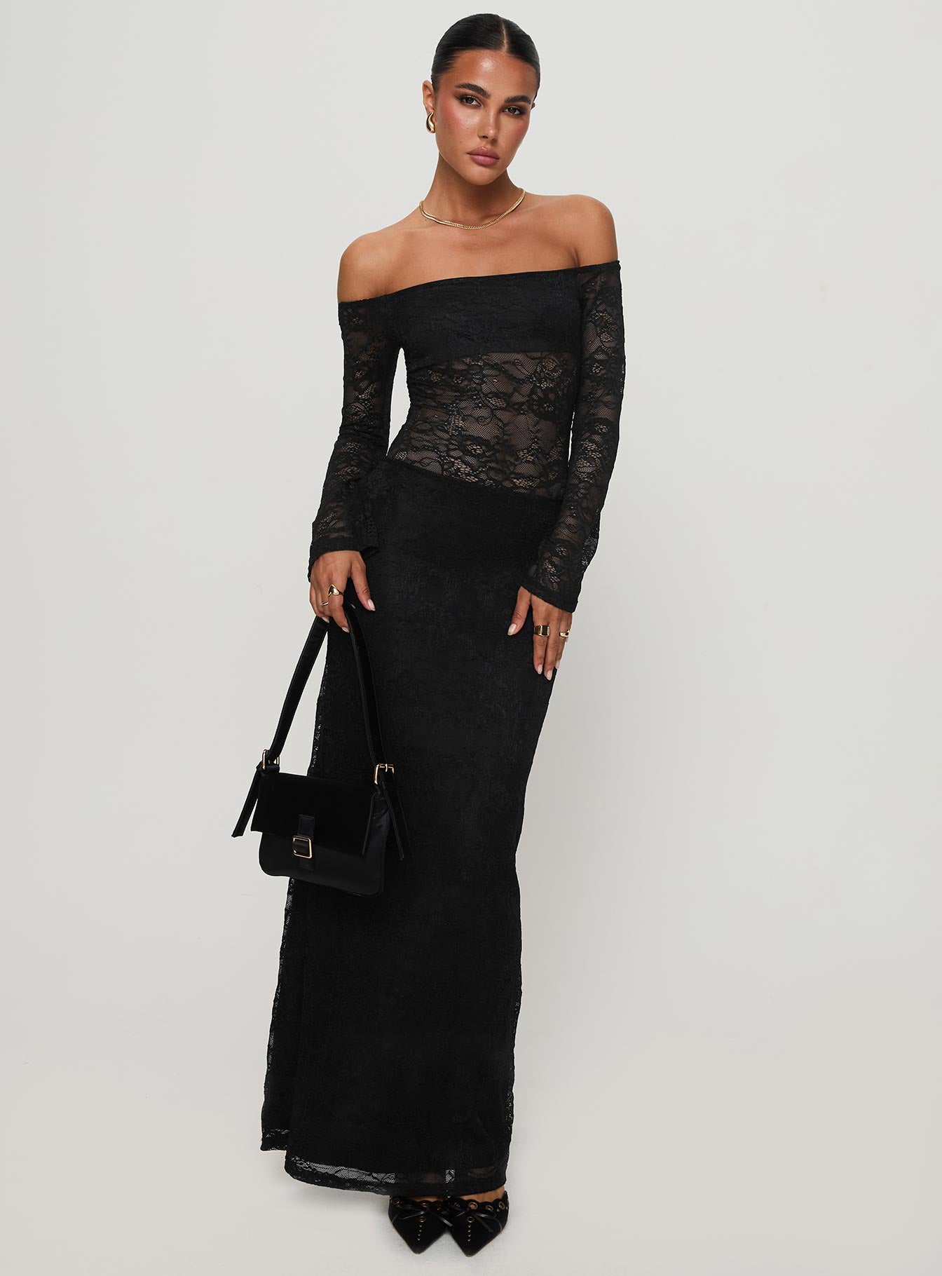 Pinot Grigio Long Sleeve Lace Maxi Dress Black | Princess Polly Pinot Grigio Long Sleeve Lace Maxi Dress Black | Princess Polly