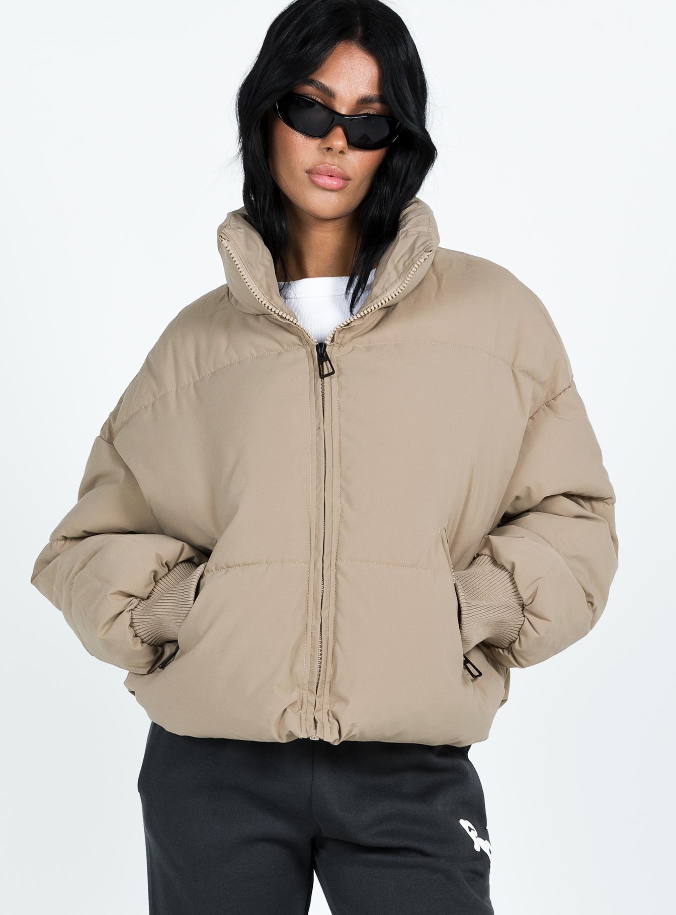 7th avenue puffer jacket beige