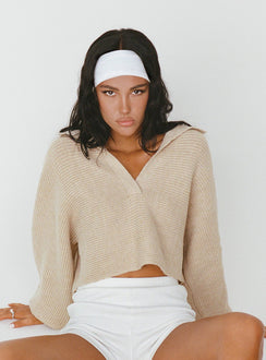 product Tiara Cropped Sweater Beige Princess Polly  Cropped 