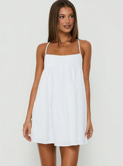 Stick With Me Tie Back Babydoll Mini Dress White