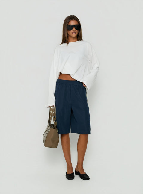 Boe Longline Track Shorts Navy / Yellow