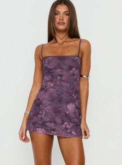 Fienna Beaded Mini Dress Purple