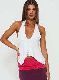 Blairee Hanky Halter Top White