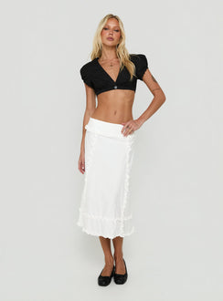 Sannah Ruffle Midi Skirt White