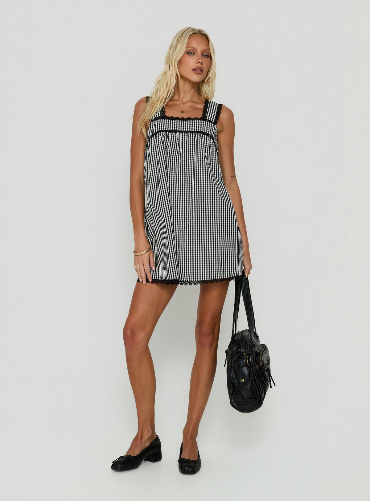 Sandat Mini Dress Gingham Grey