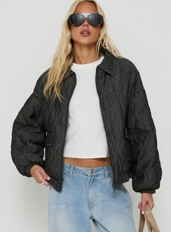 Taggie Quilted Jacket Washed Black