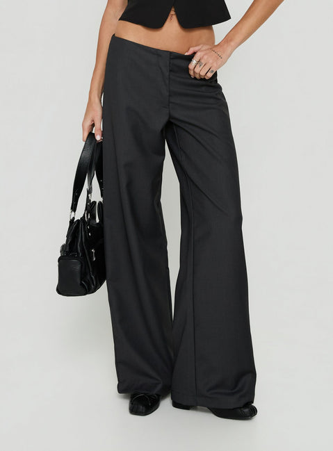 Agazia No Waist Low Rise Straight Pants Grey