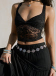 product Princess Polly Sleeveless Asymmetric Neckline  Wandella Lace Tank Black