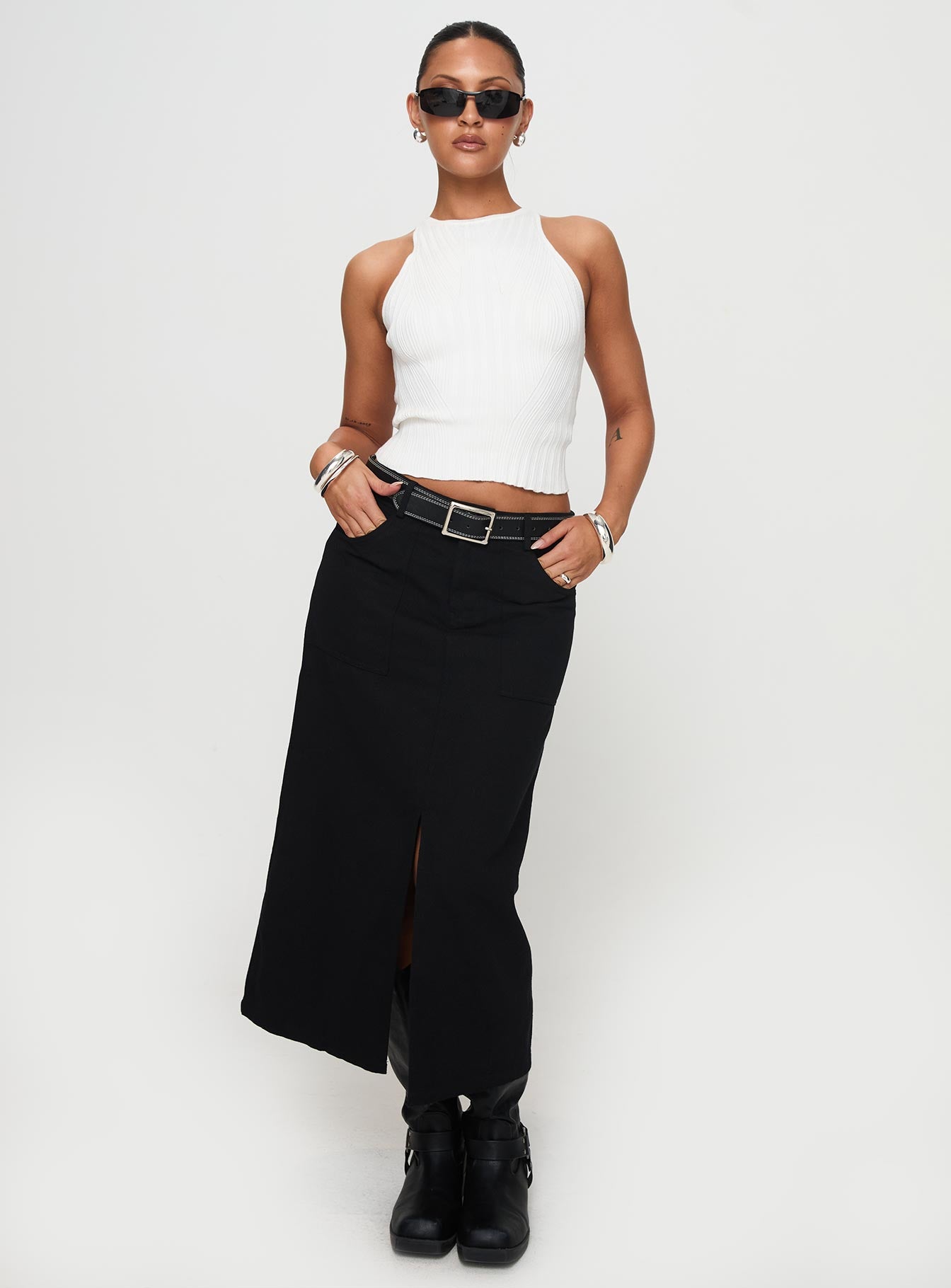 Sumac midi skirt black