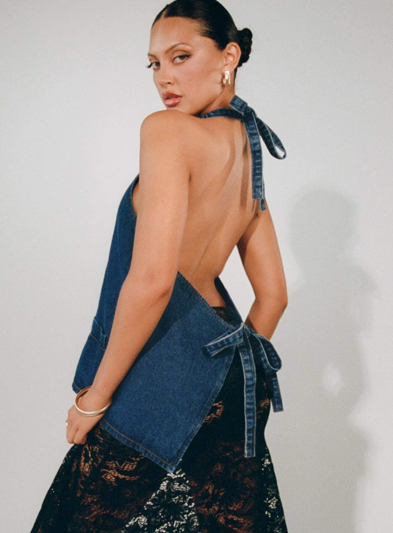 princess polly denim halter dress Rautha Denim Mini Dress | Mid Wash | Womens