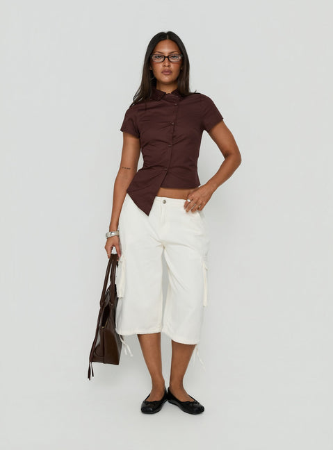 Hudsen Longline Cargo Shorts Cream Tall