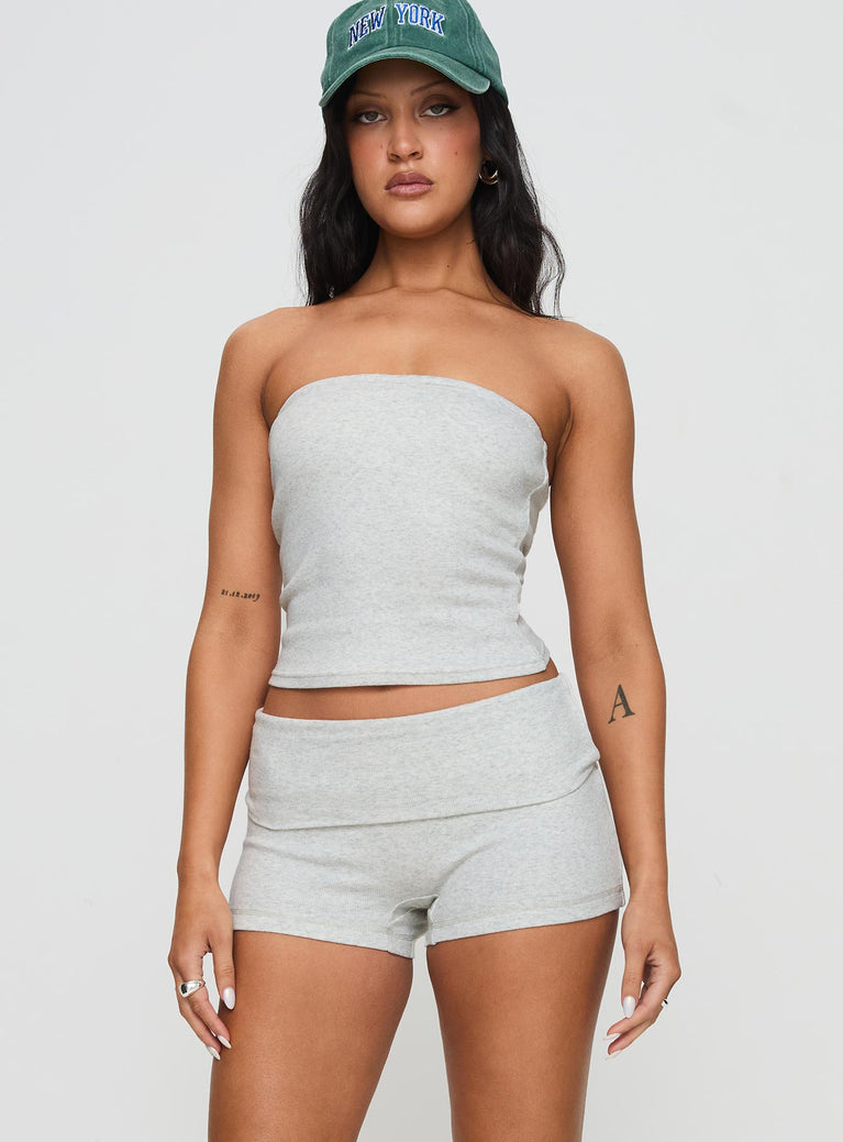 product Baseline Low Rise Rib Shorts Grey Marle Princess Polly Low Rise Shorts 