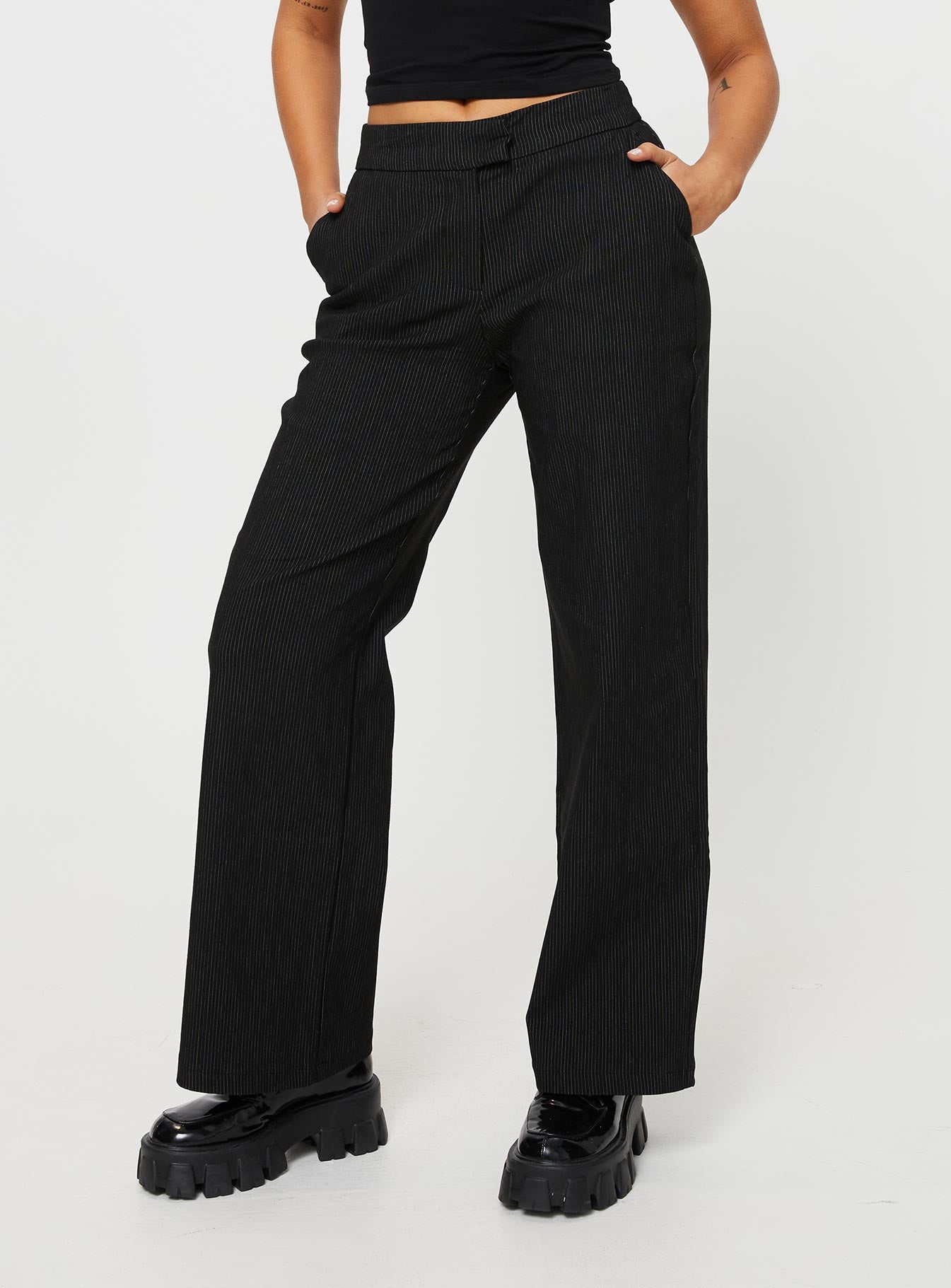 Jeller pinstripe pants black tall