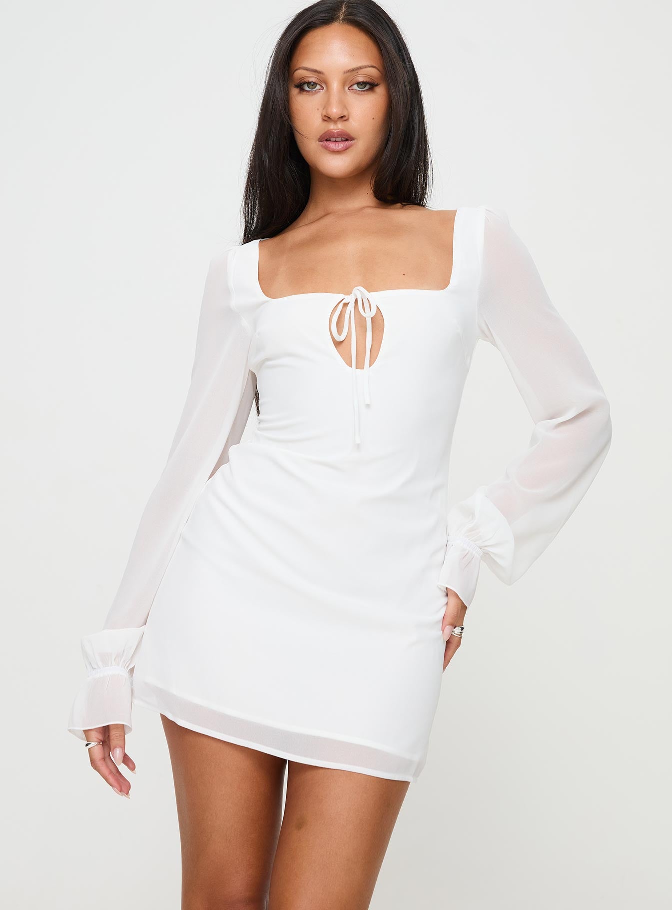 Bayford long sleeve mini dress white