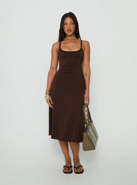 Esmiana Slinky Midi Dress Chocolate