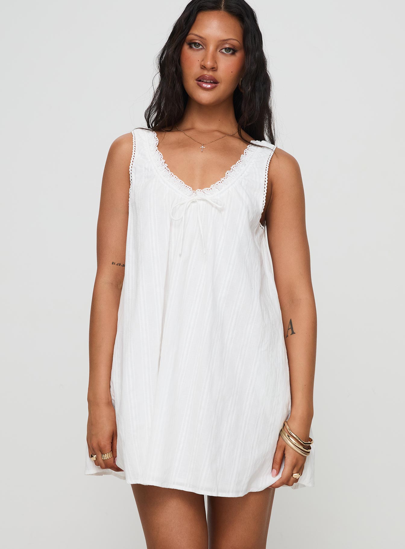 Antiquity Swing Mini Dress White | Princess Polly Antiquity Swing Mini Dress White | Princess Polly