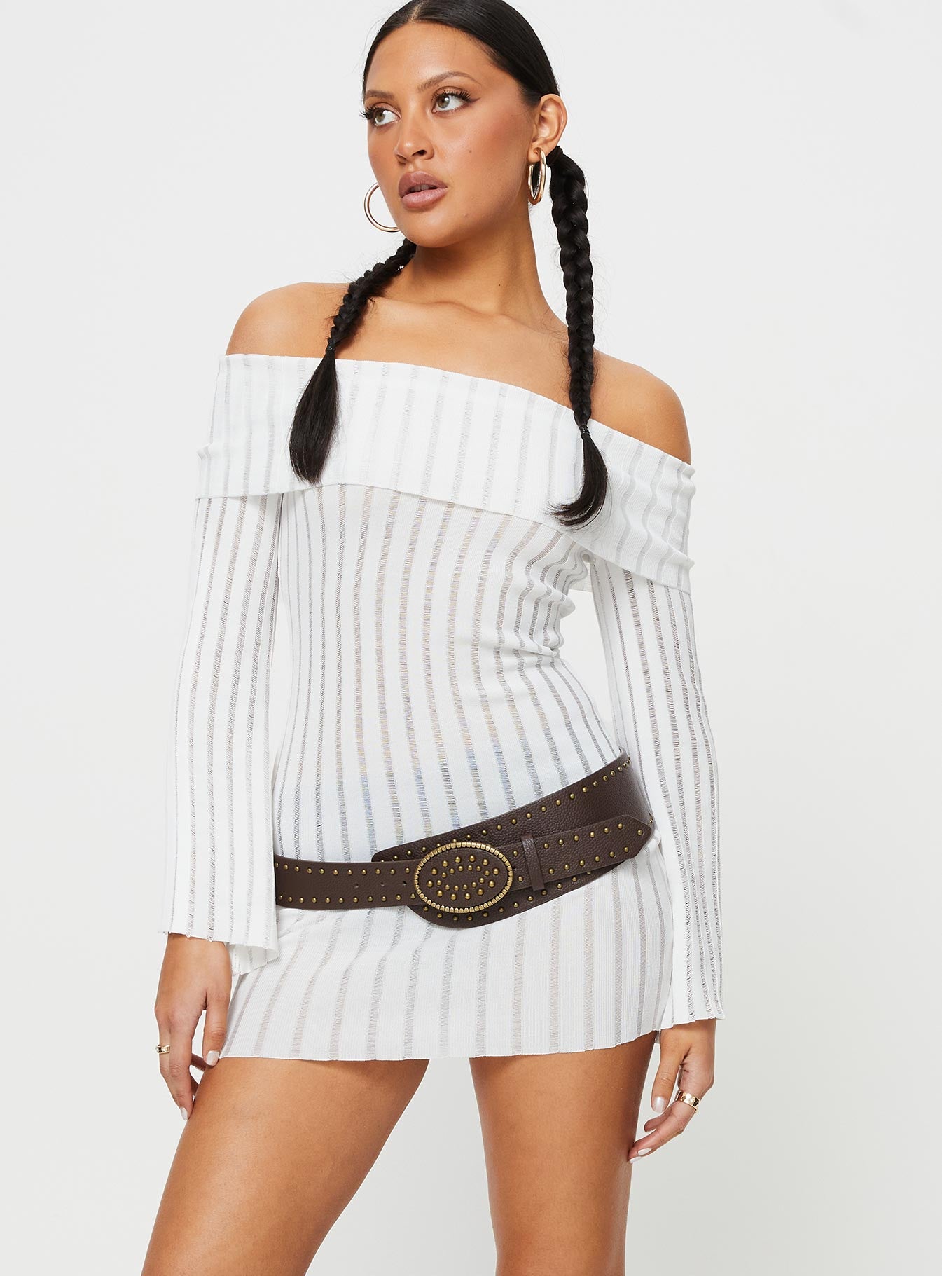 Sorrel off the shoulder mini dress white