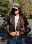 Nicolie Faux Leather Jacket Vintage Washed Brown