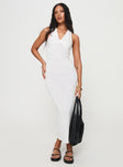 front view of model wearing Princess Polly Nyman Maxi Dress White V-Neck 