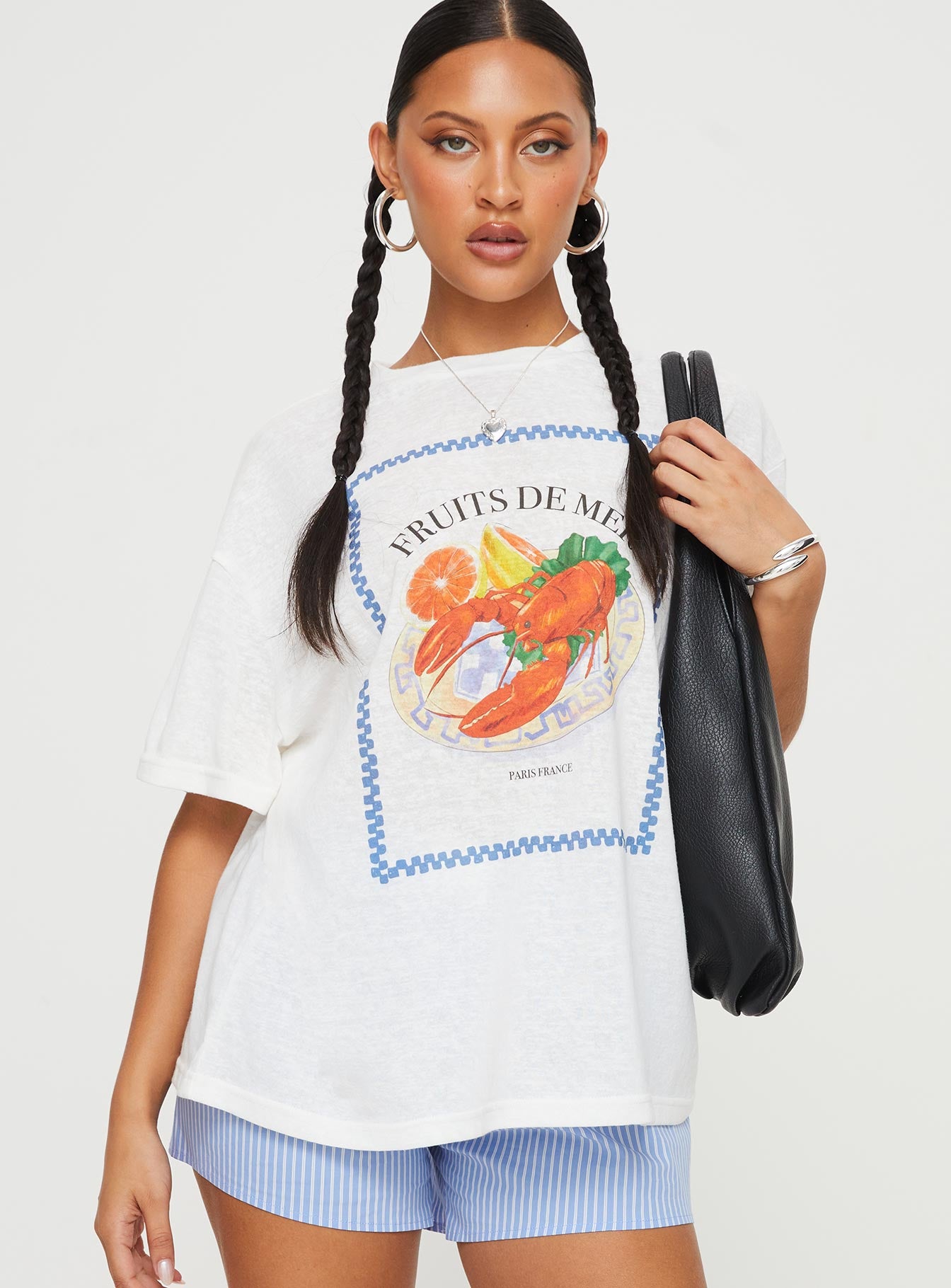 Larry lobster oversized tee white