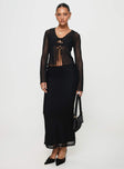   front view of model wearing Princess Polly Colombo Maxi Skirt Black Maxi 