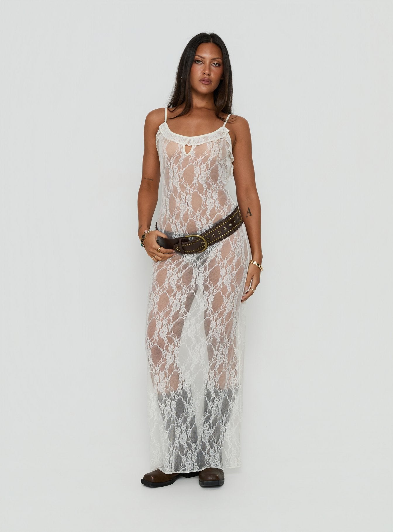 ワンピース geeong sheer lace dress White Wall Of Sound Sheer Lace Maxi Dress Antique White | Princess Polly