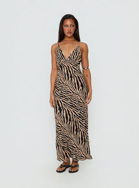 Cherilynn V Neck Maxi Dress | Zebra | Womens