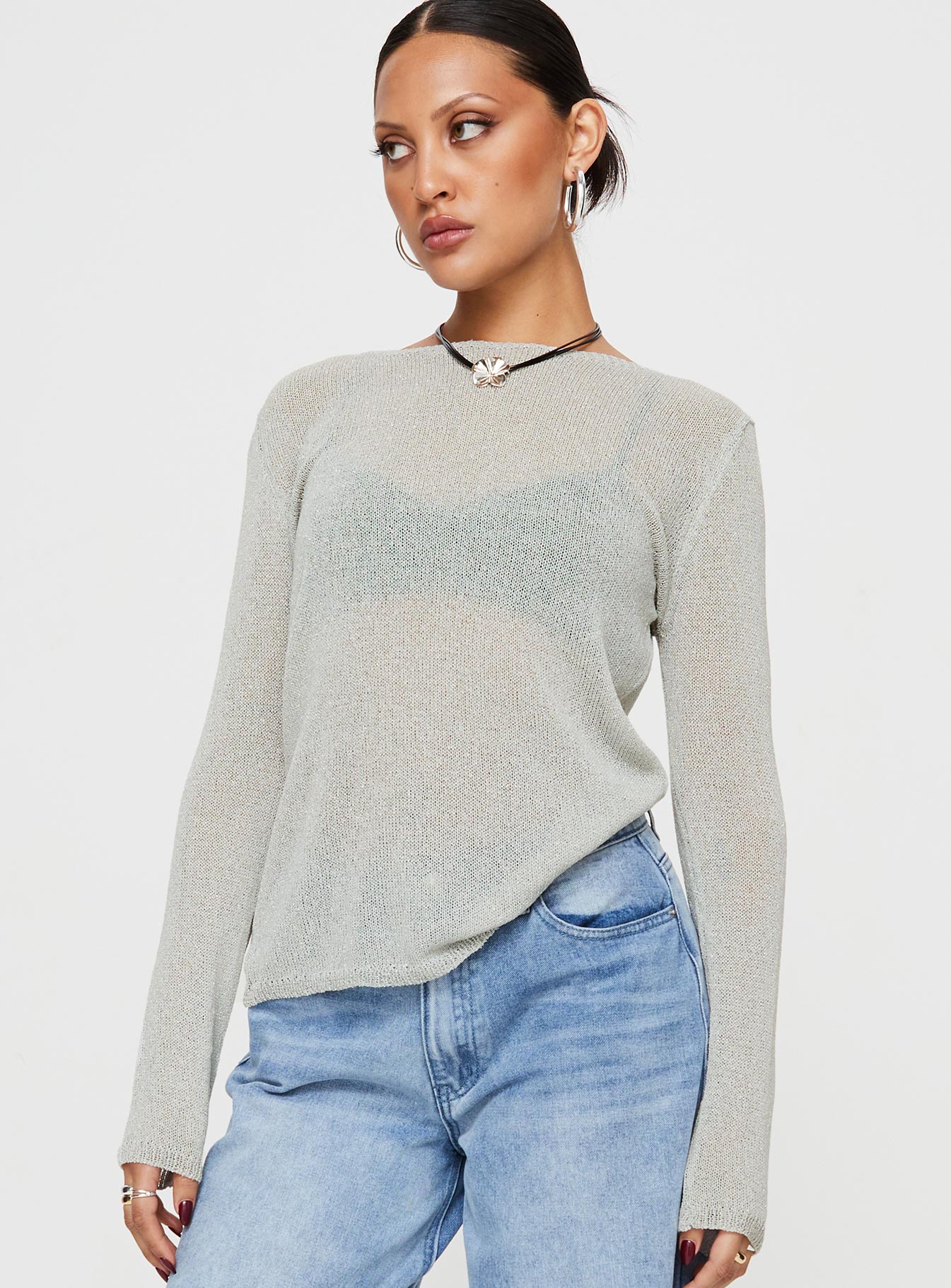 Fazzio long sleeve top silver