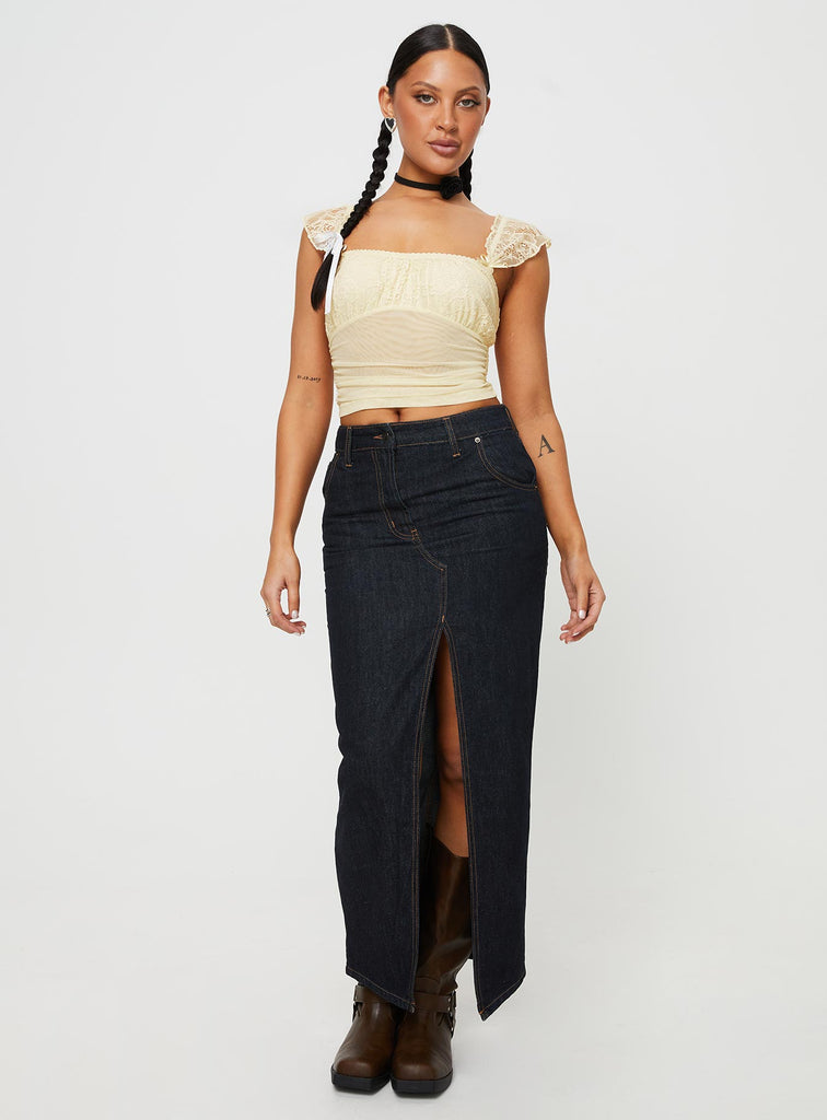 Barbara Split Midi Skirt Dark Denim