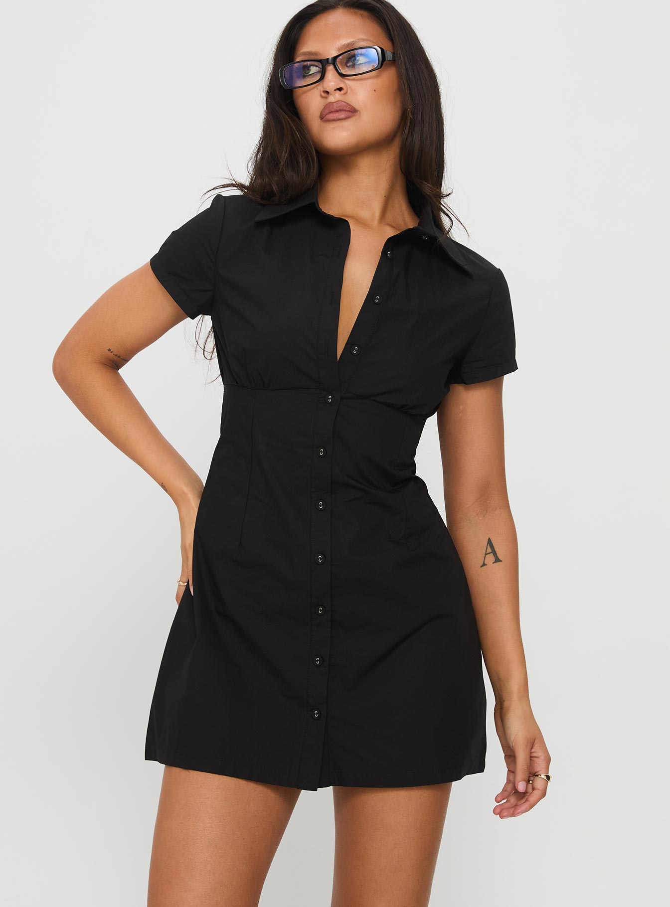 Motley Mini Dress | Black | Womens | Princess Polly Lower Impact Motley Mini Dress | Black | Womens | Princess Polly Lower Impact
