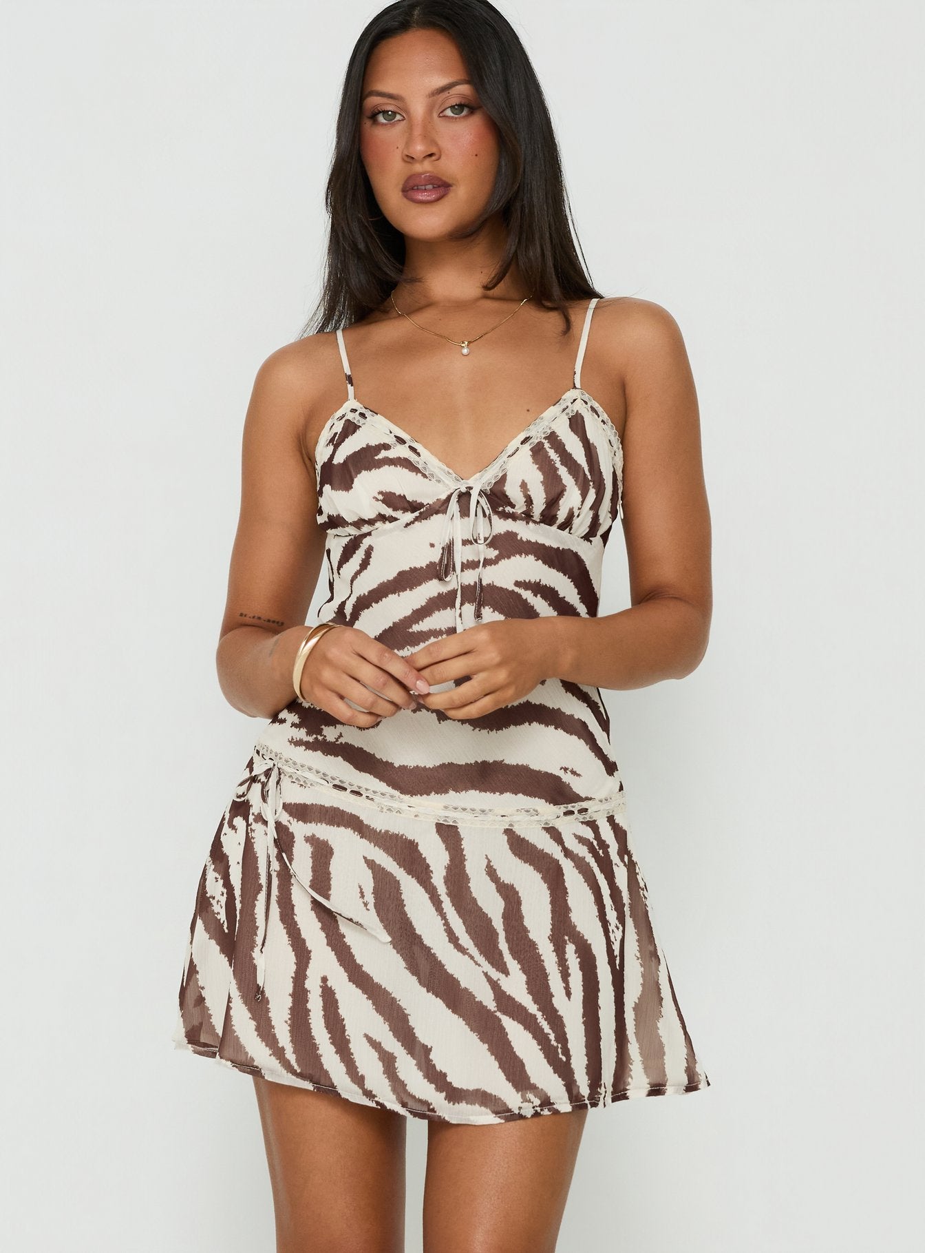 Starsigns Lace V Neck Mini Dress Zebra