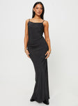 Princess Polly Asymmetric Neckline  Damelio Low Back Maxi Dress Black