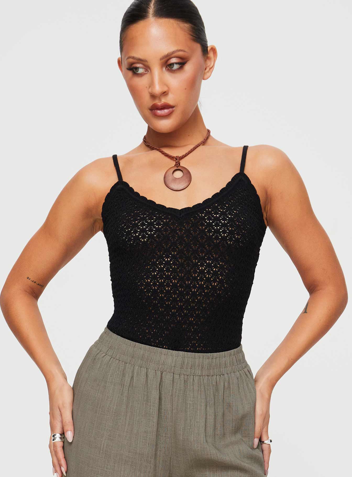 Going for it knit bodysuit black