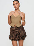   front view of model wearing Princess Polly Luned Mini Skirt Leopard Tall Mini Skirts 