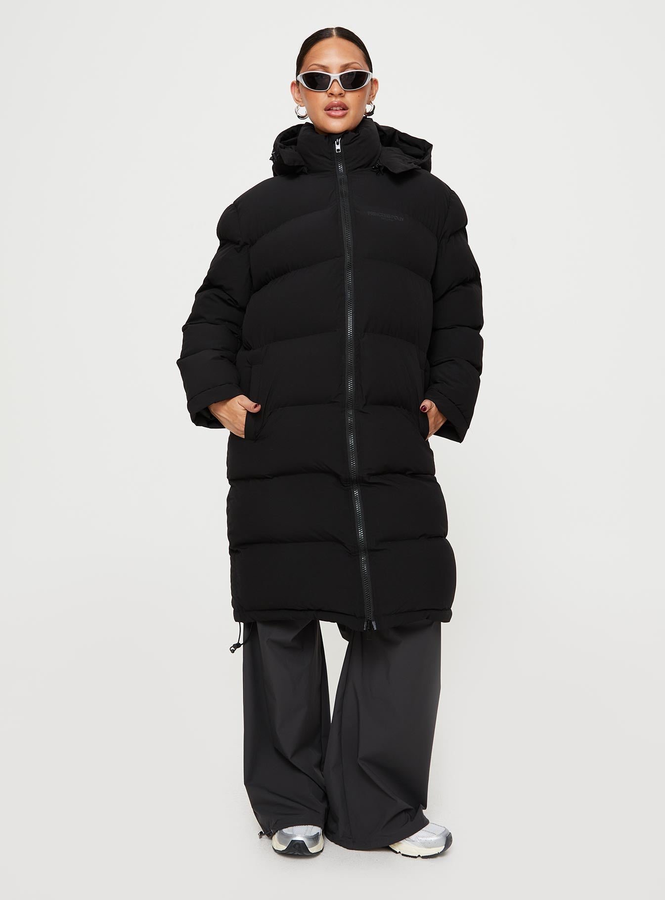 Dream puff technical longline puffer jacket black