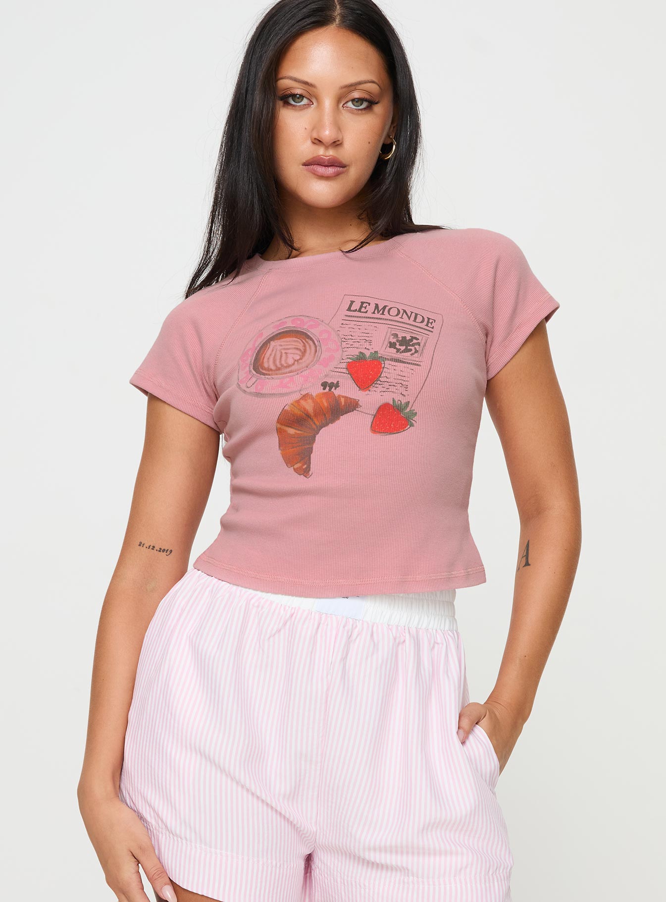 Breakfast buffet sleep tee pink