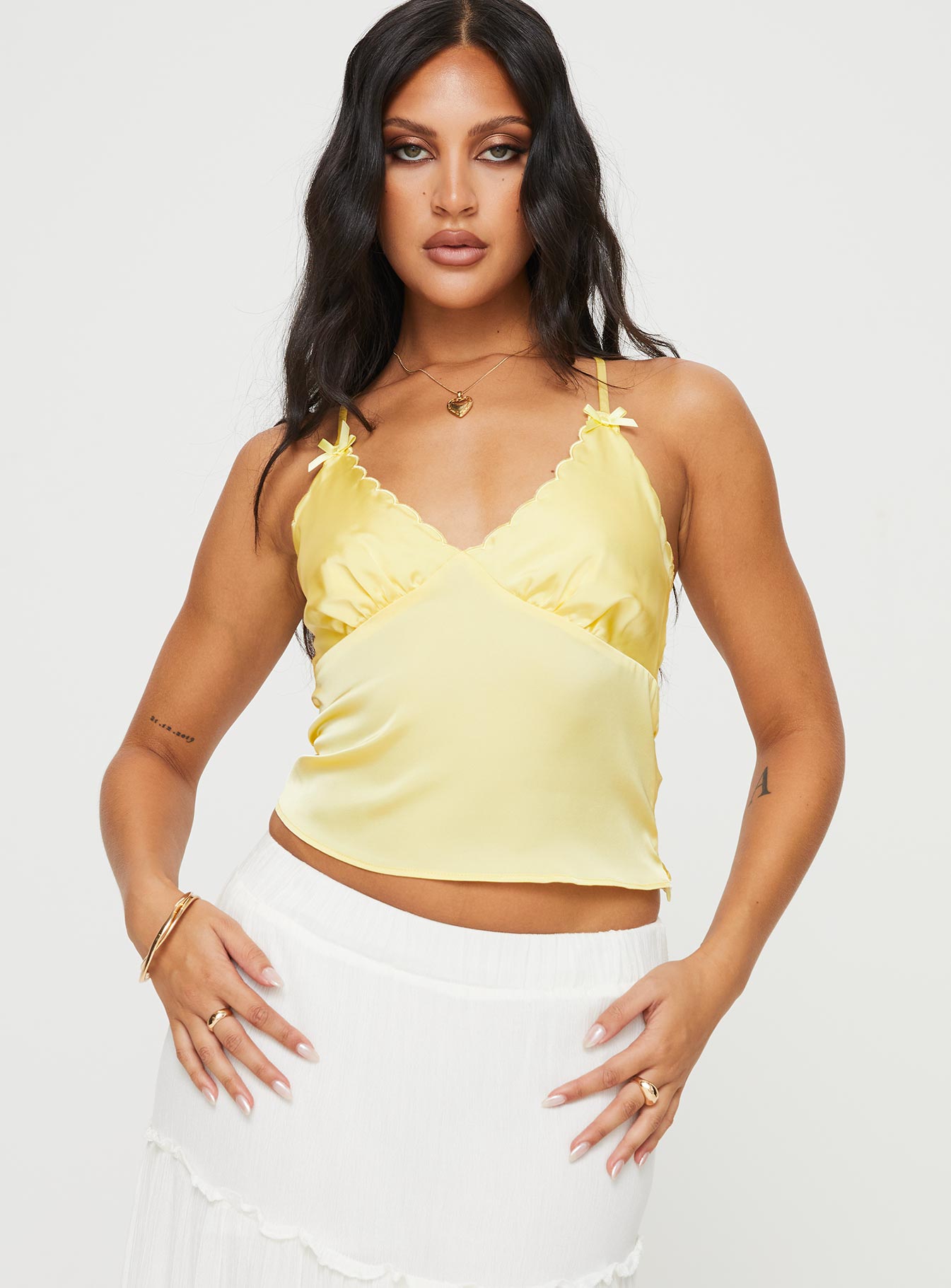 Satina top yellow