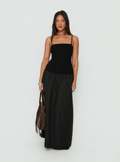 Erroll Drop Waist Knit Maxi Dress Black