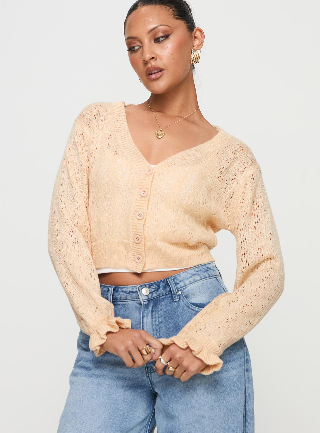 Lyric cropped cardigan beige