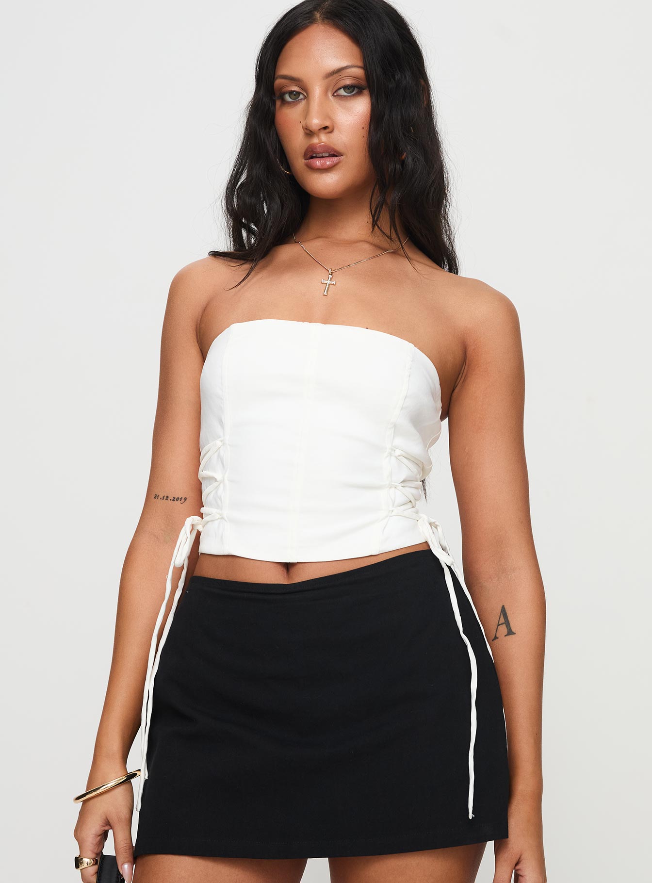 Poppet strapless top white