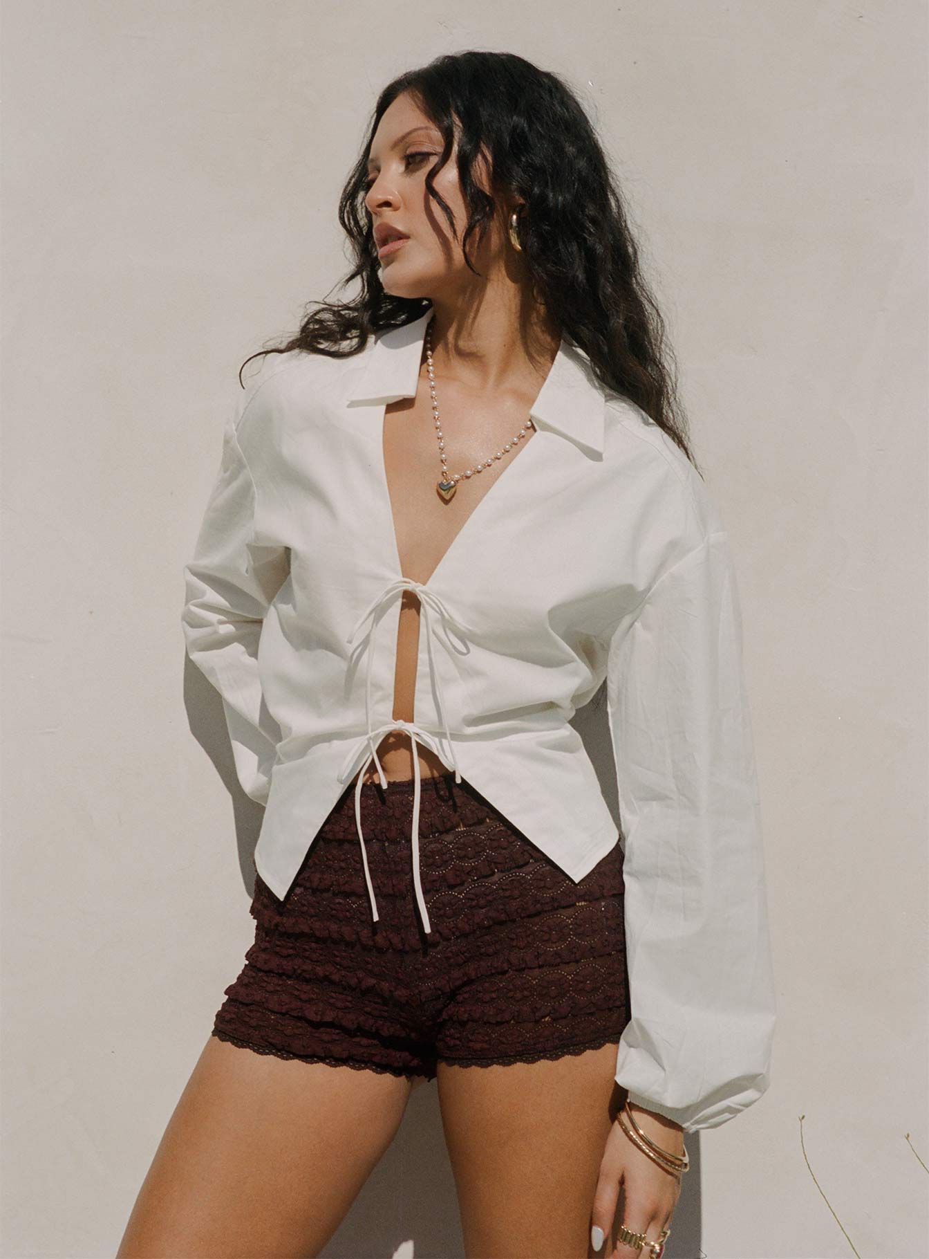 Angelis Lace Shorts Chocolate | Princess Polly