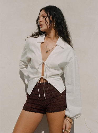 Angelis Lace Shorts Chocolate