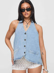 Hills Halter Washed Blue