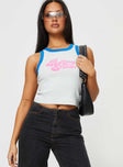 Graphic print crop tank Good stretch, unlined 