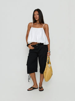 Hudsen Longline Cargo Shorts Washed Black Petite