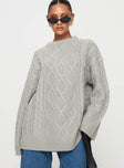 front view of model wearing Princess Polly Gigi Knit Sweater Cloud Long 