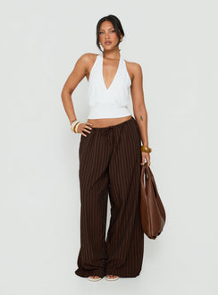 Bungala Oversized Relaxed Pants Brown Pinstripe