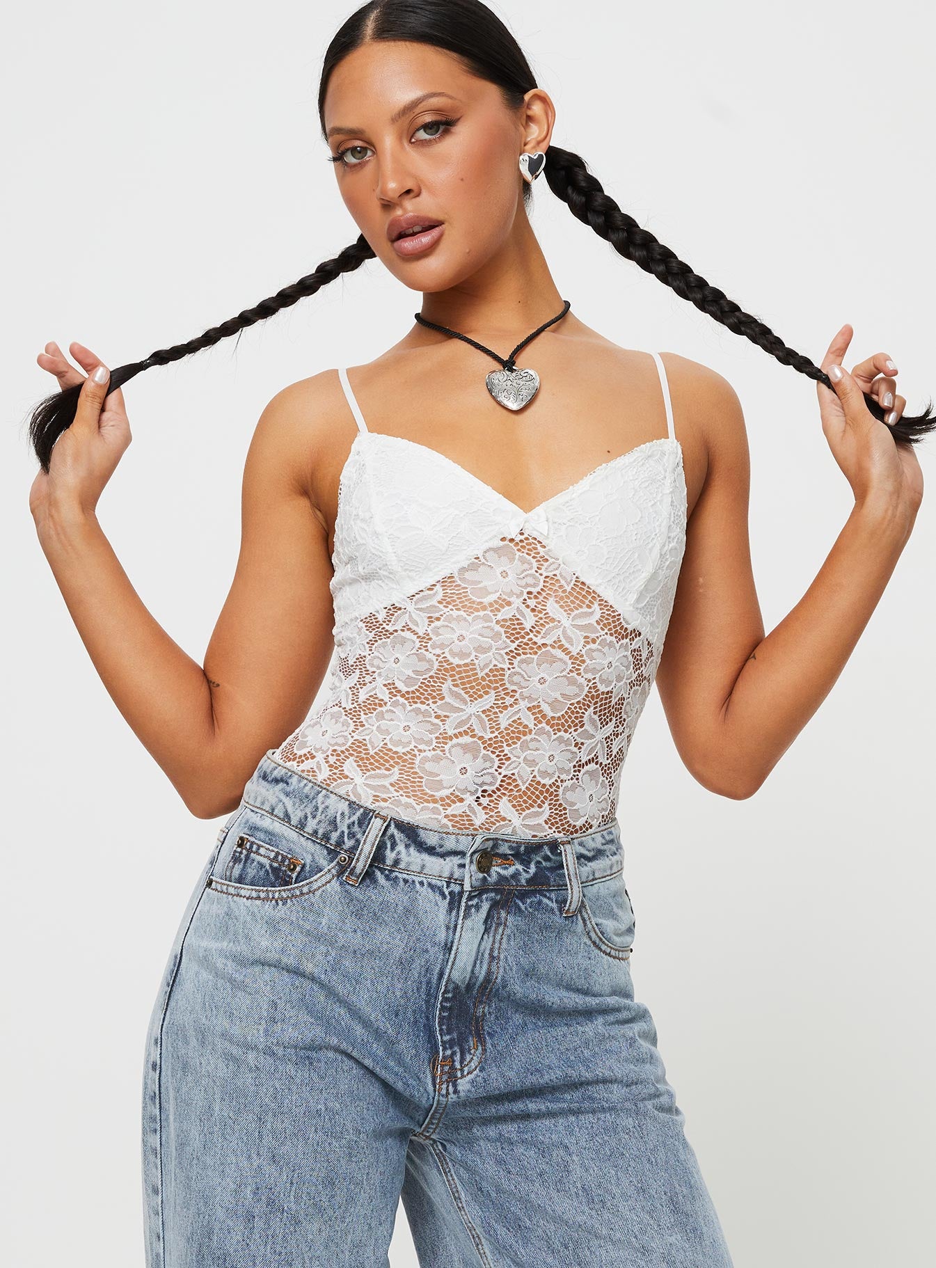 White lace bodysuit with skirt sale