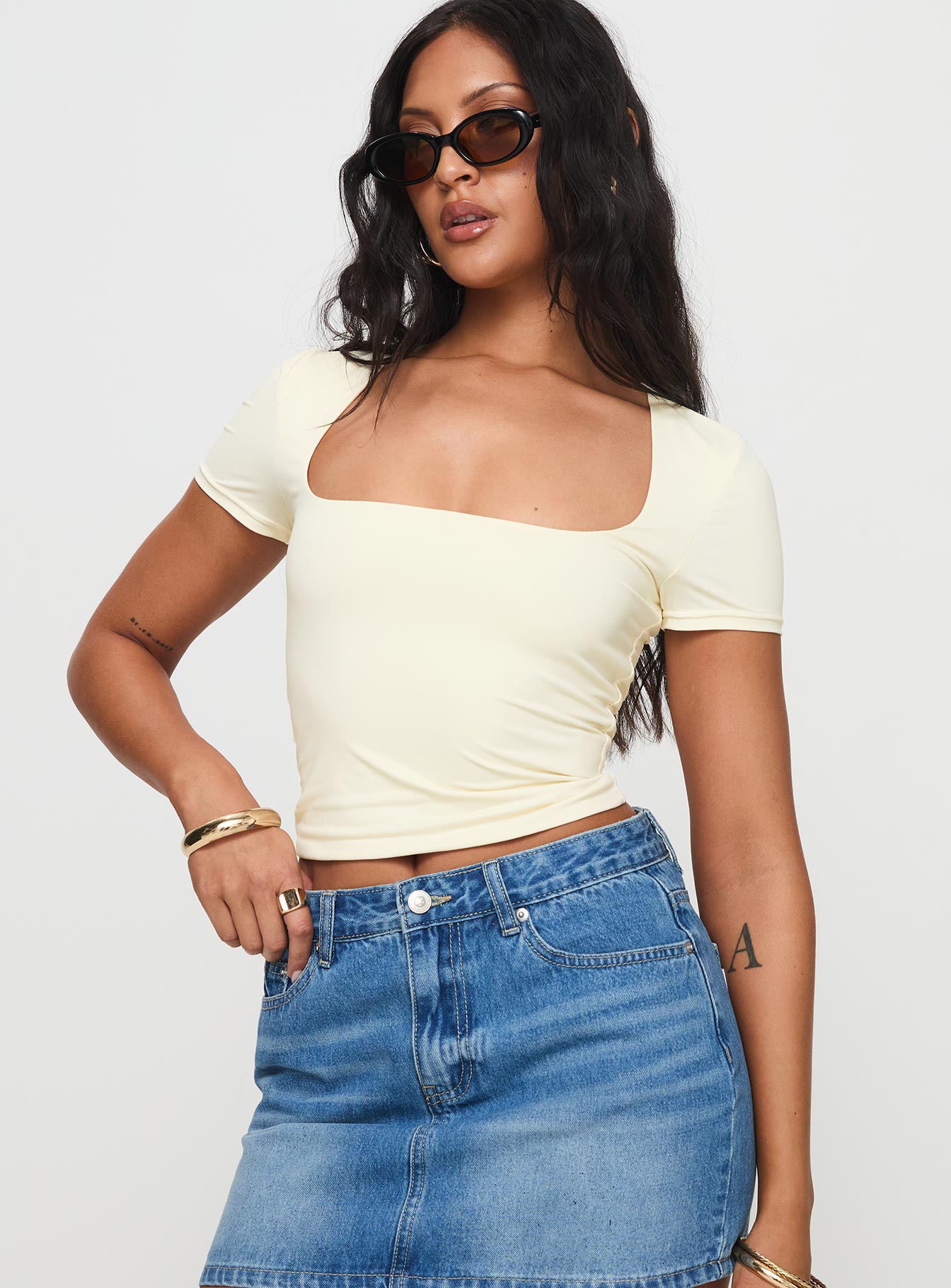 Back in time short sleeve top cream