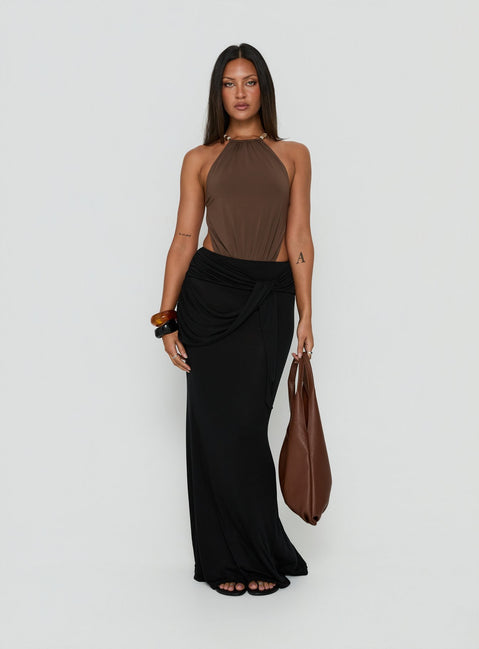 Noree Bead Detail Bodysuit Mocha